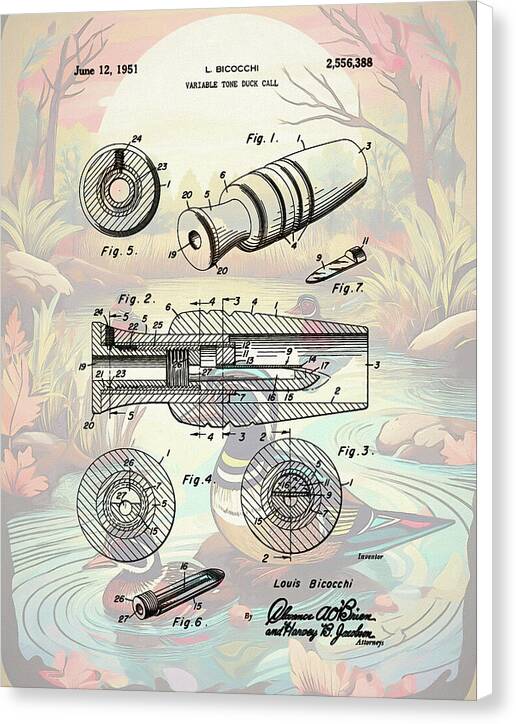 1951 Duck Call Patent - Canvas Print