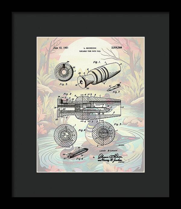 1951 Duck Call Patent - Framed Print