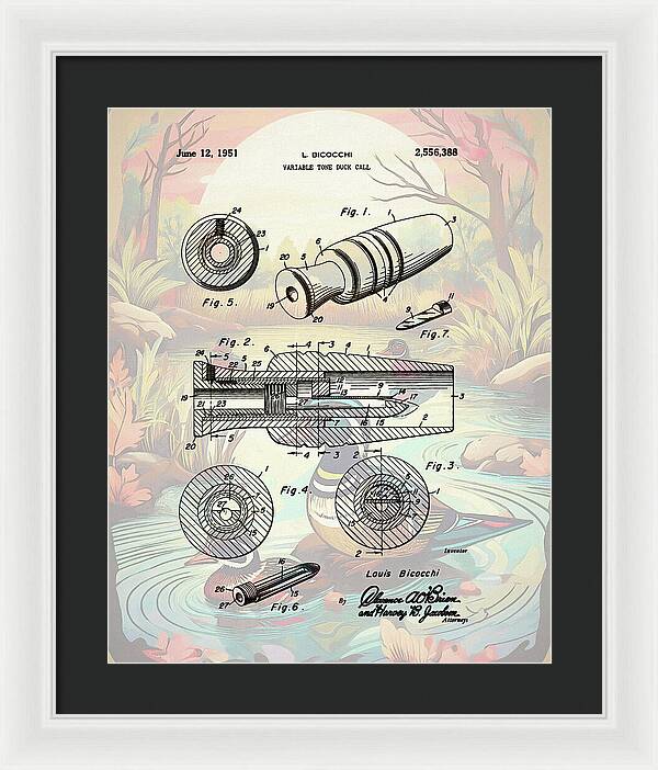 1951 Duck Call Patent - Framed Print