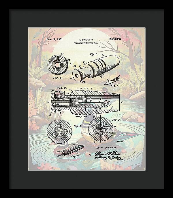 1951 Duck Call Patent - Framed Print