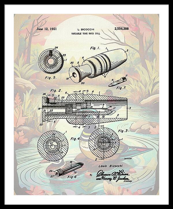 1951 Duck Call Patent - Framed Print