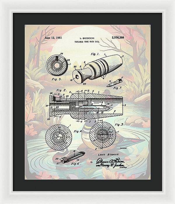 1951 Duck Call Patent - Framed Print