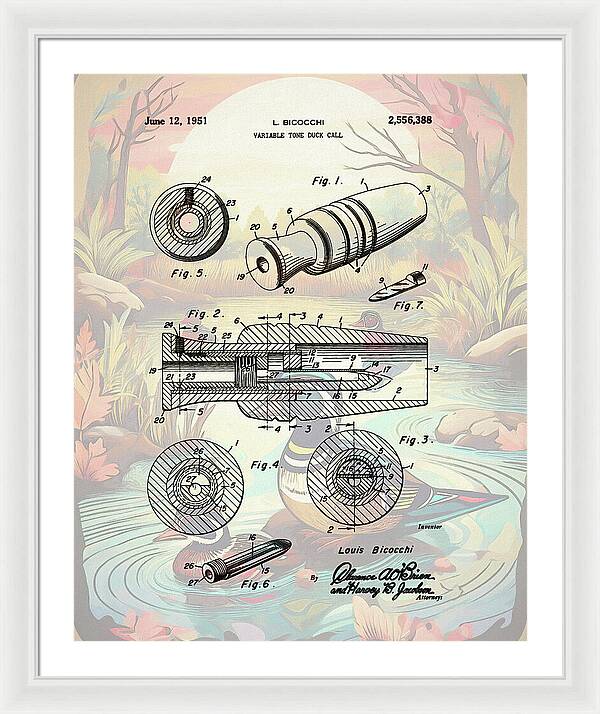 1951 Duck Call Patent - Framed Print