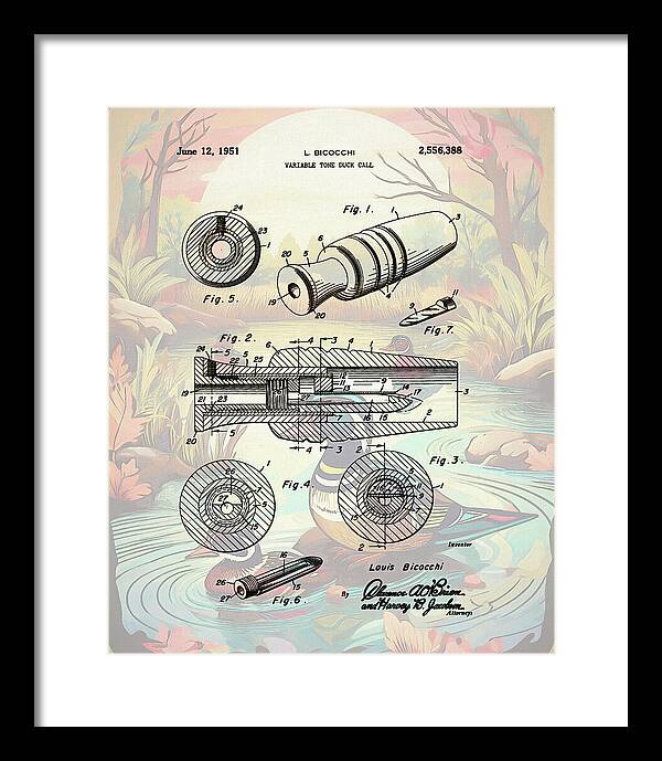 1951 Duck Call Patent - Framed Print