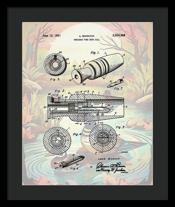 1951 Duck Call Patent - Framed Print