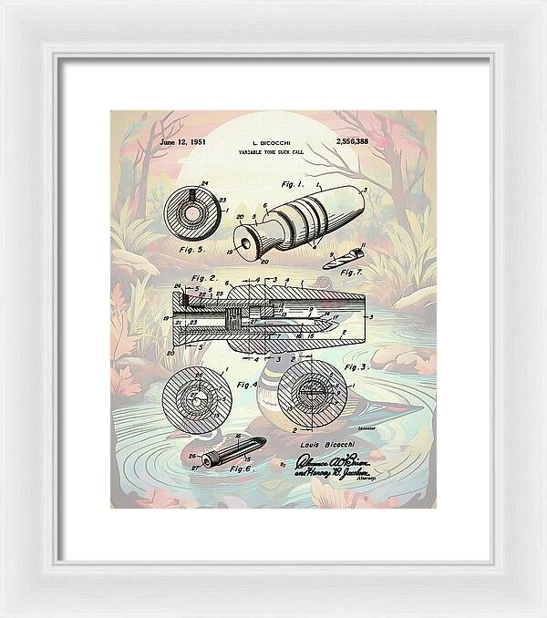 1951 Duck Call Patent - Framed Print