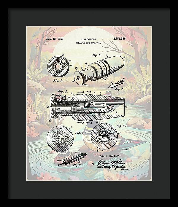 1951 Duck Call Patent - Framed Print