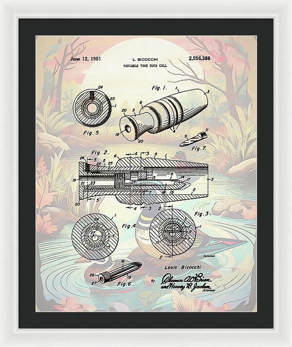 1951 Duck Call Patent - Framed Print