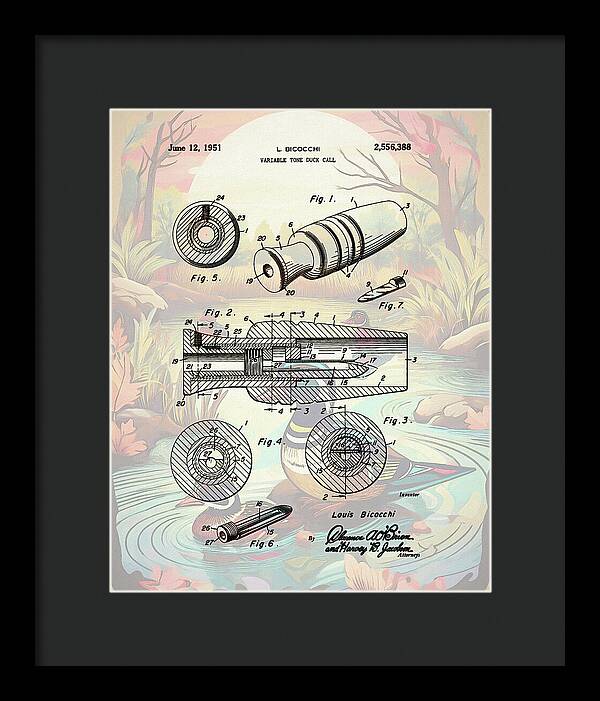 1951 Duck Call Patent - Framed Print