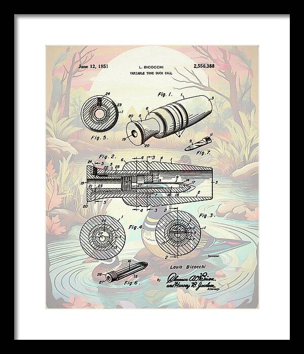 1951 Duck Call Patent - Framed Print