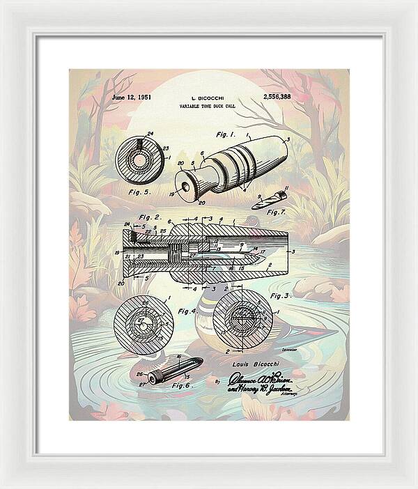 1951 Duck Call Patent - Framed Print