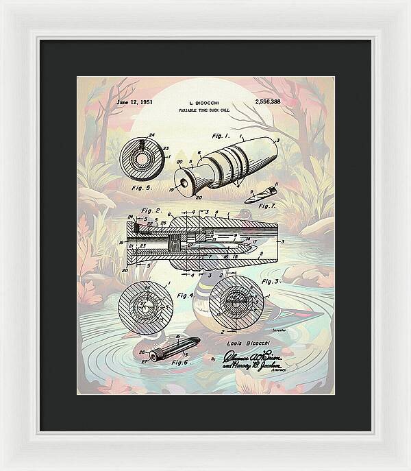 1951 Duck Call Patent - Framed Print