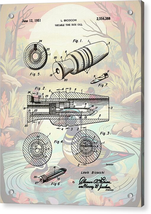 1951 Duck Call Patent - Acrylic Print