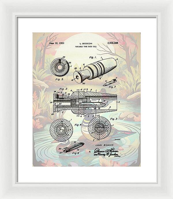 1951 Duck Call Patent - Framed Print