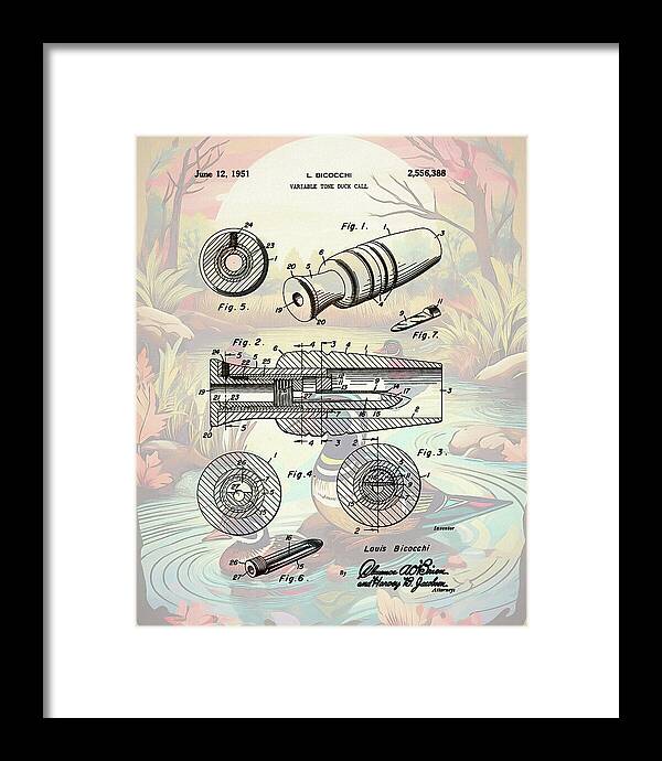 1951 Duck Call Patent - Framed Print