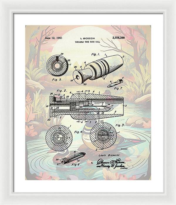 1951 Duck Call Patent - Framed Print