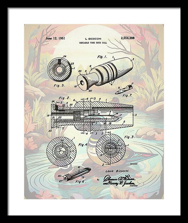 1951 Duck Call Patent - Framed Print