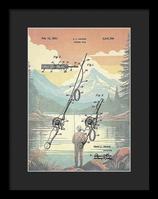 1951 Fishing Pole Patent - Framed Print