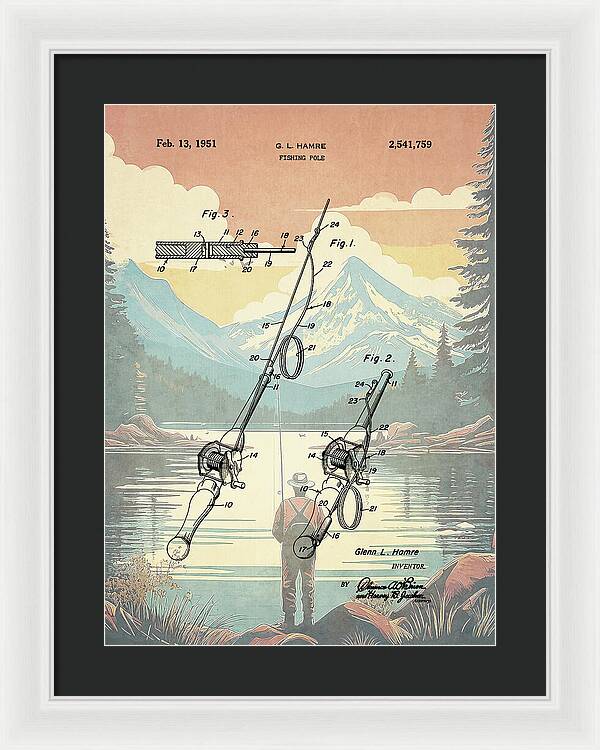 1951 Fishing Pole Patent - Framed Print