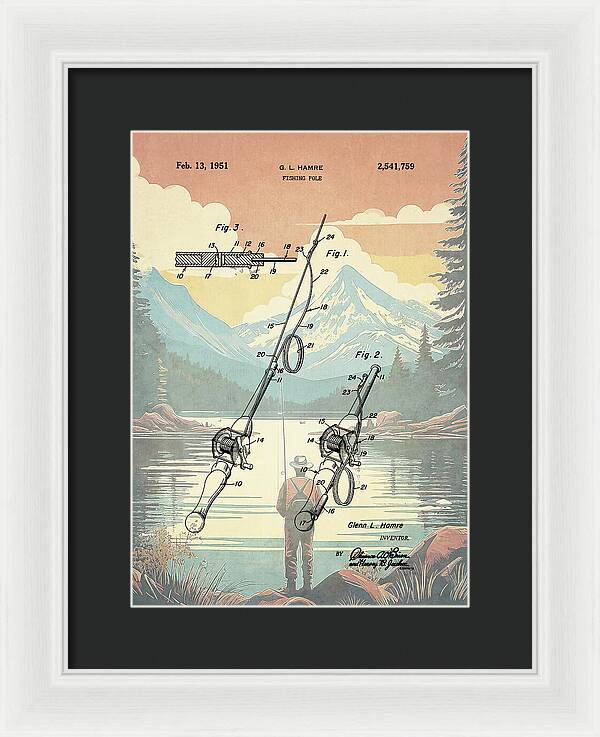 1951 Fishing Pole Patent - Framed Print