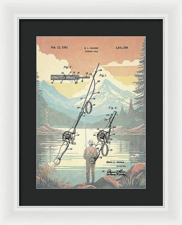 1951 Fishing Pole Patent - Framed Print