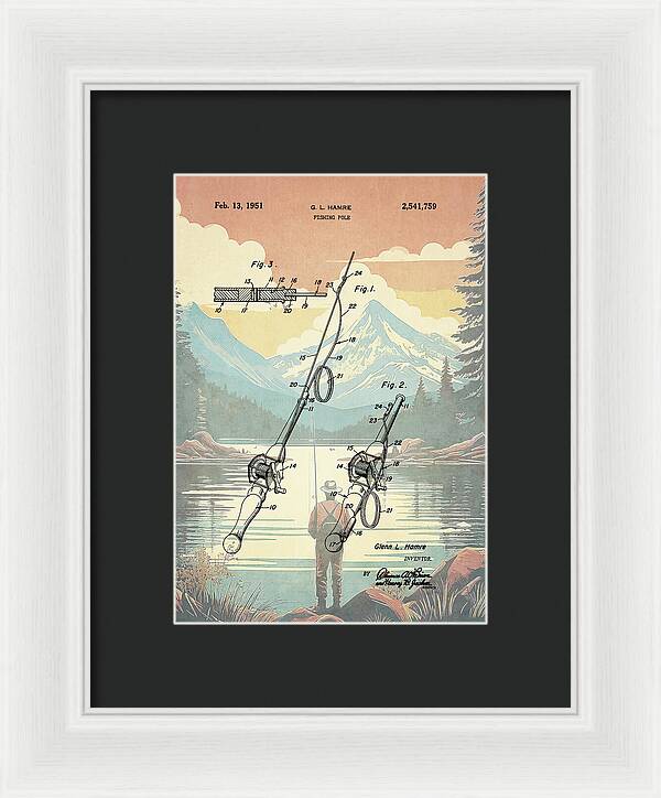 1951 Fishing Pole Patent - Framed Print