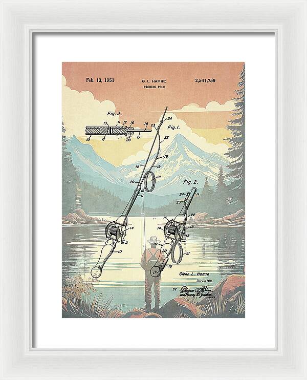 1951 Fishing Pole Patent - Framed Print