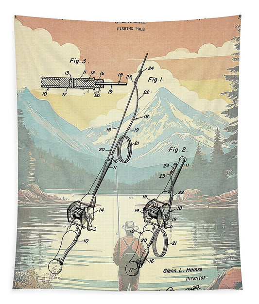 1951 Fishing Pole Patent - Tapestry