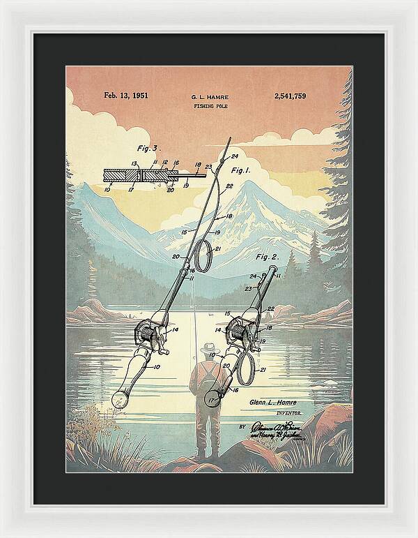 1951 Fishing Pole Patent - Framed Print