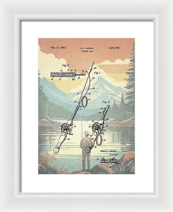 1951 Fishing Pole Patent - Framed Print