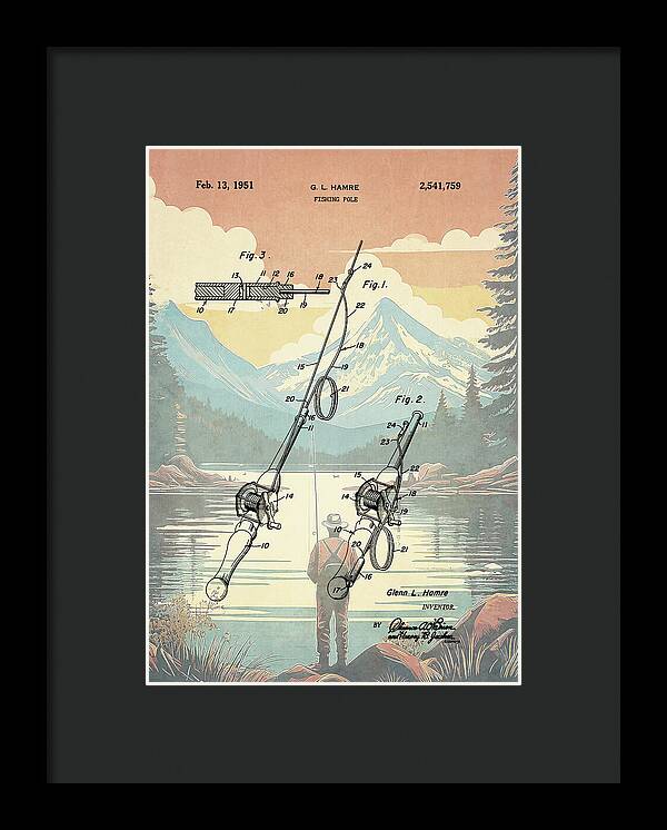 1951 Fishing Pole Patent - Framed Print