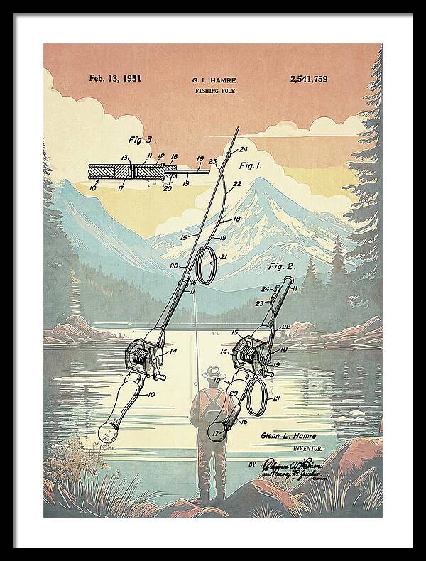 1951 Fishing Pole Patent - Framed Print