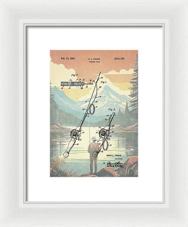 1951 Fishing Pole Patent - Framed Print