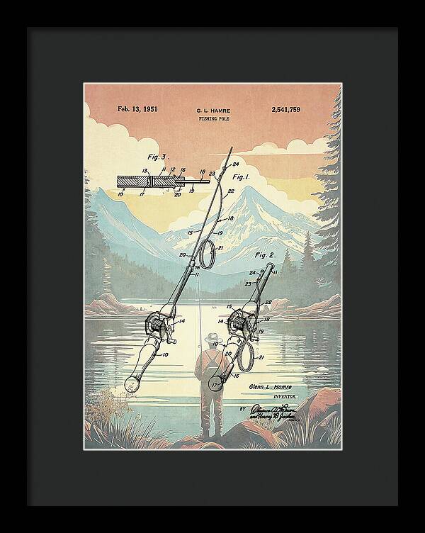 1951 Fishing Pole Patent - Framed Print