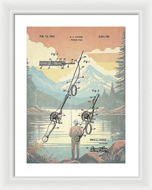 1951 Fishing Pole Patent - Framed Print