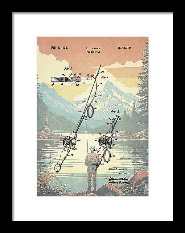 1951 Fishing Pole Patent - Framed Print