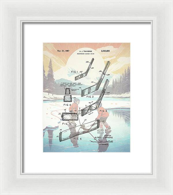 1967 Hockey Stick Patent - Framed Print