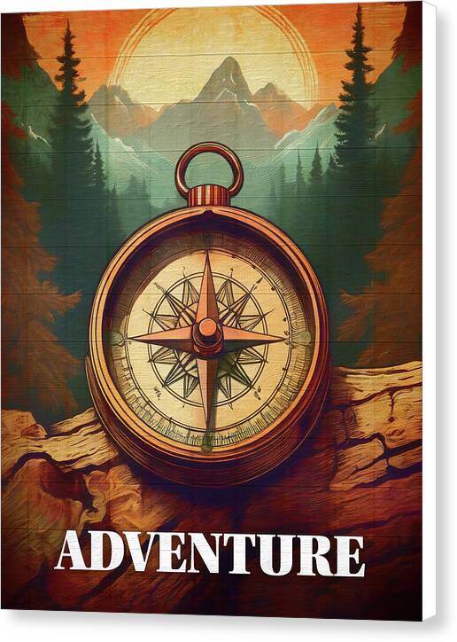 Adventure Compass Rustic - Canvas Print