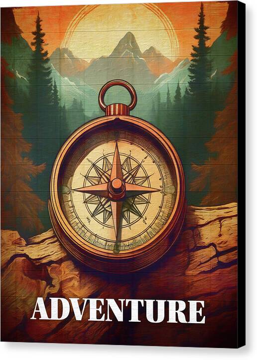 Adventure Compass Rustic - Canvas Print