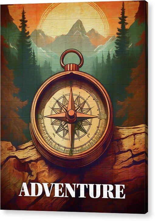 Adventure Compass Rustic - Acrylic Print