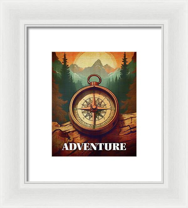 Adventure Compass Rustic - Framed Print