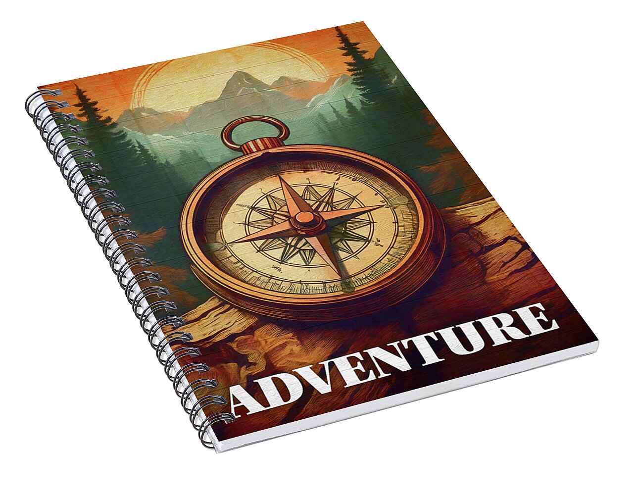 Adventure Compass Rustic - Spiral Notebook