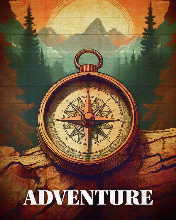 Adventure Compass Rustic - Art Print