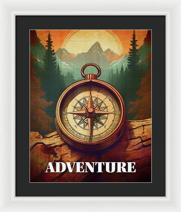 Adventure Compass Rustic - Framed Print