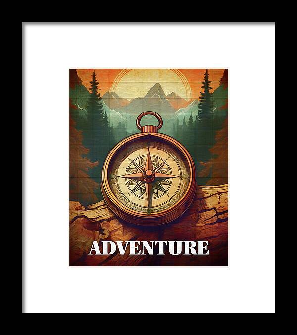 Adventure Compass Rustic - Framed Print