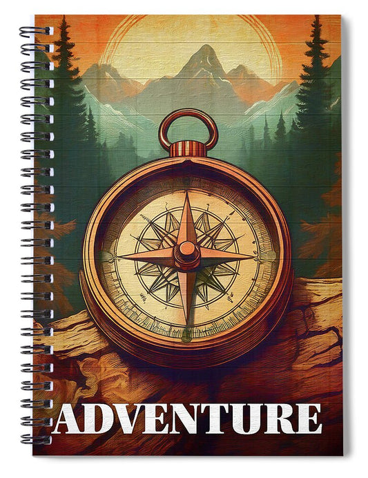 Adventure Compass Rustic - Spiral Notebook