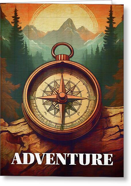 Adventure Compass Rustic - Greeting Card