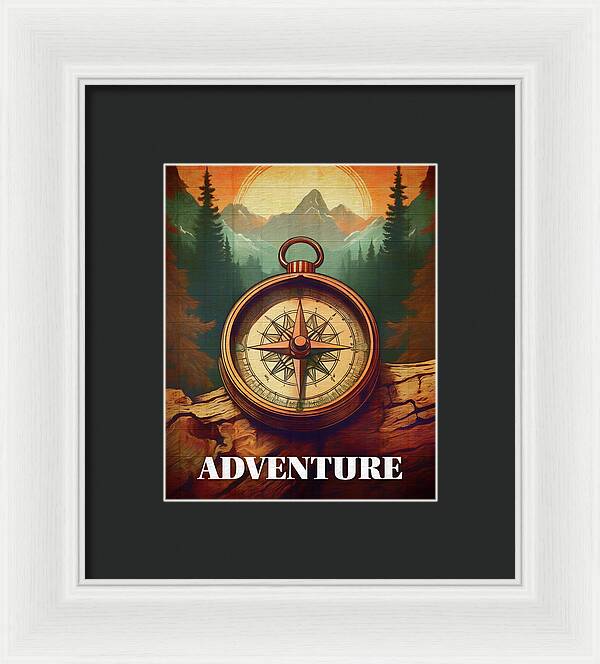 Adventure Compass Rustic - Framed Print