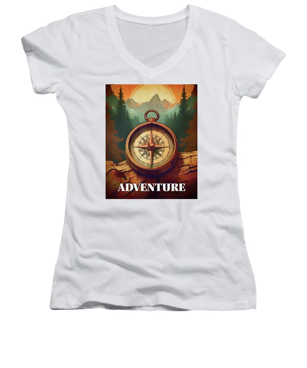 Adventure Compass Rustic - Women's V-Neck