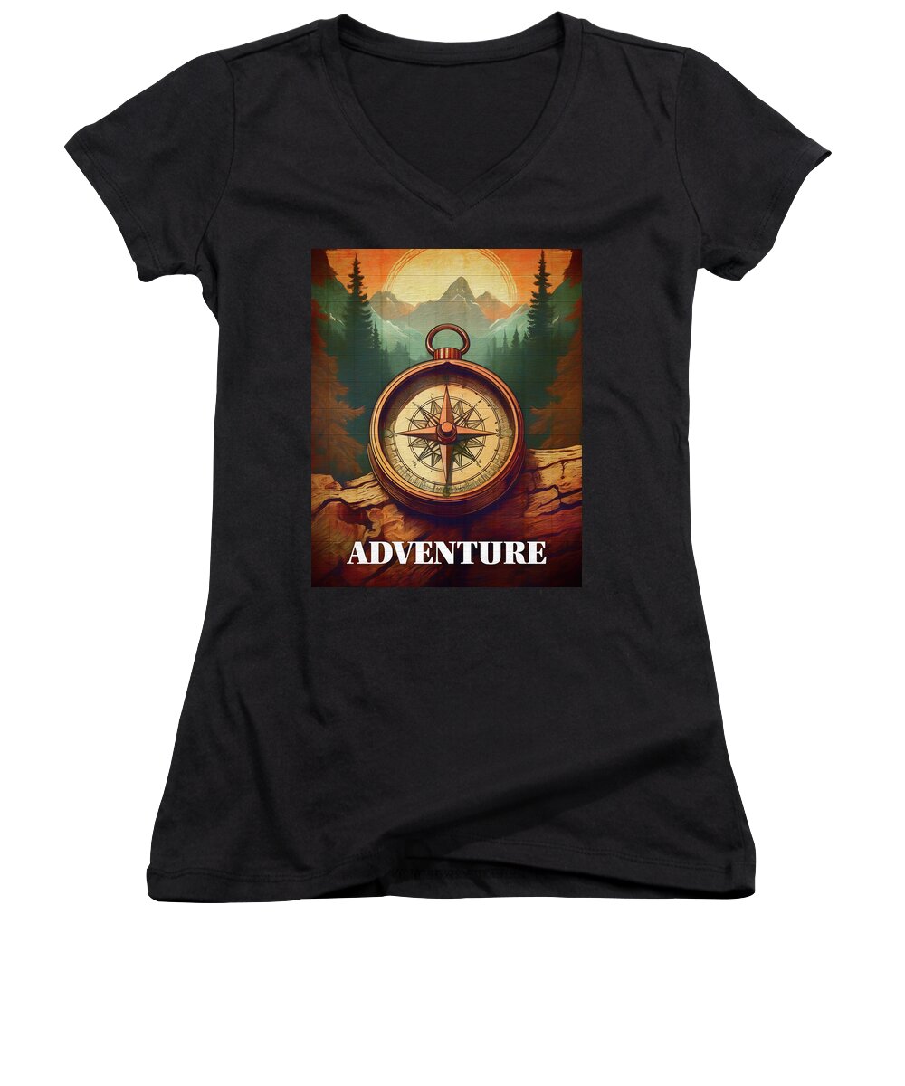 Adventure Compass Rustic - Women's V-Neck